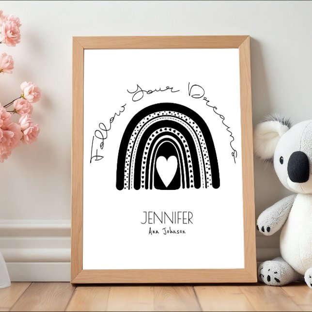 Simple Modern Black White Rainbow Baby Room Poster (Creator Uploaded)