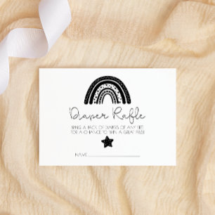 Simple Modern Black White Rainbow Diaper Raffle Enclosure Card