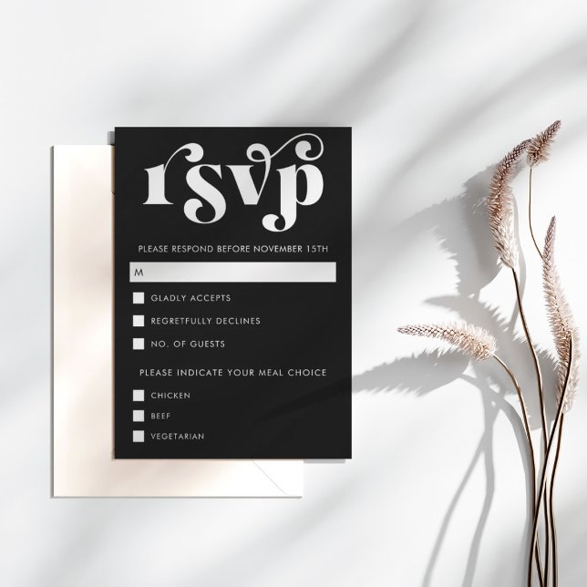 Simple Modern Black & White RSVP Card (Creator Uploaded)