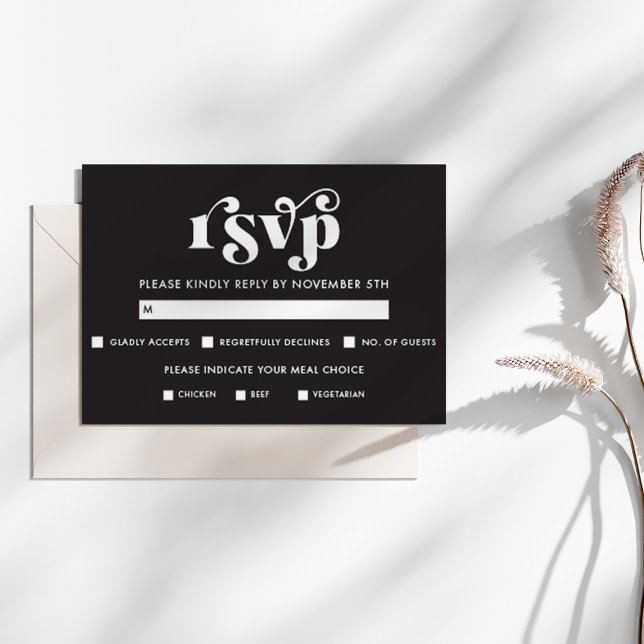 Simple Modern Black & White RSVP Card (Creator Uploaded)