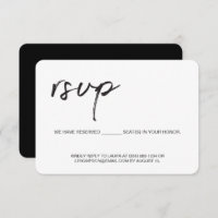 Simple Modern black white script Email back RSVP