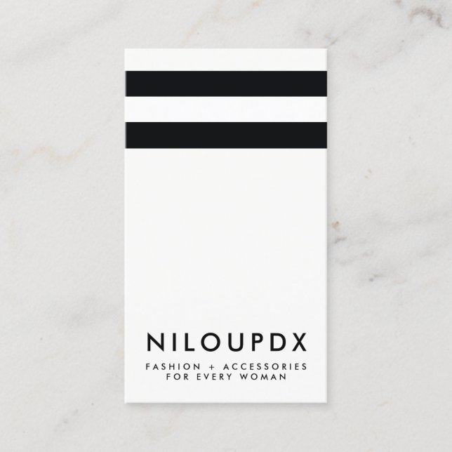 Simple Modern Black White Striped Business Card (Front)