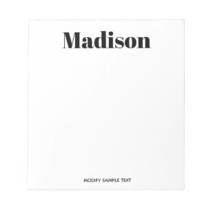Simple Modern Black White Typography Notepad