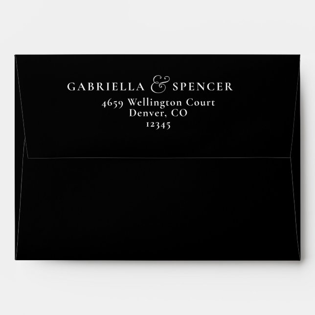Simple Modern Black White Wedding Envelope (Back (Top Flap))