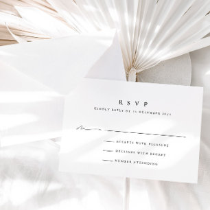 Simple Modern Black & White Wedding RSVP Card