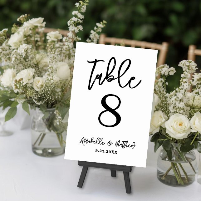 Simple Modern Black White Wedding Table Number (Simple Modern Black White Wedding Table Number)
