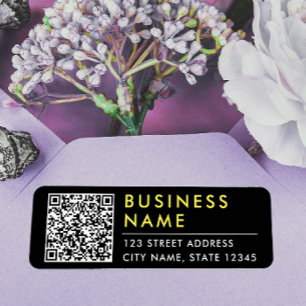 Simple Modern Black Yellow Web Contact QR Code 