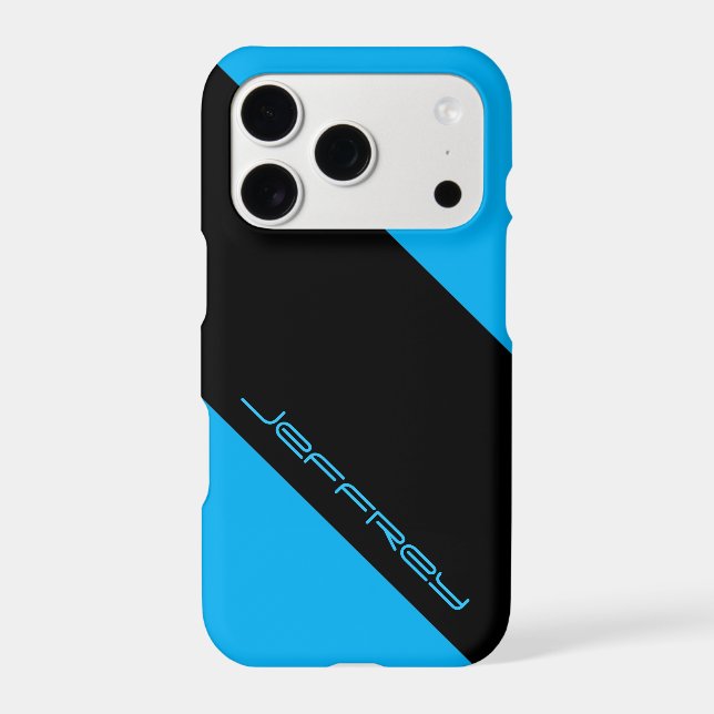 Simple Modern Blue/Black Stripe Personalised Name (Back)