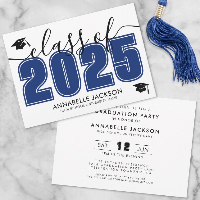 Simple Modern Blue Graduation Party Invitation (Simple Modern Blue Graduation Party Invitation)