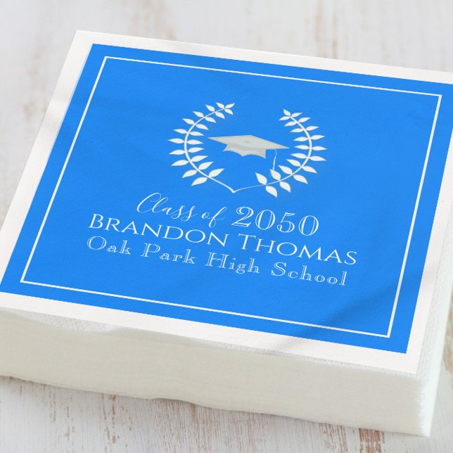 Simple Modern Blue Graduation Party Napkin (Creator Uploaded)