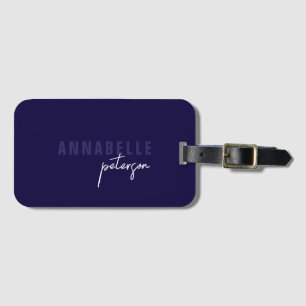 Simple Modern Blue Minimalist Personalized Luggage Tag