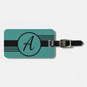 Simple Modern Blue Monogram Initial Luggage Tag