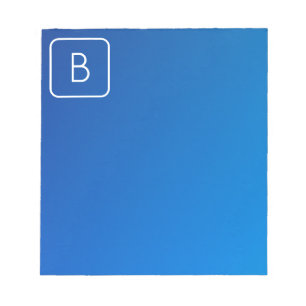 Simple Modern Blue Ombre Gradient & Monogram Notepad