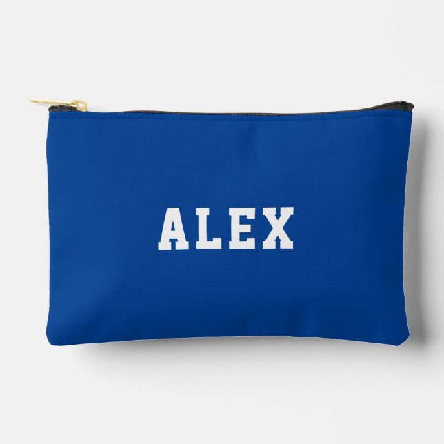 Simple Modern Blue Personalised  Accessory Pouch (Front)