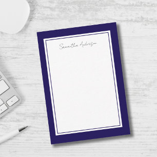 Simple Modern Blue Personalised Flat Note Card