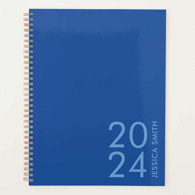 Simple modern blue personalised planner (Front)