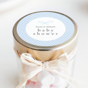 Simple Modern Blue Plaid Bow Classic Round Sticker