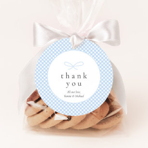 Simple Modern Blue Plaid Bow  Favour Tags