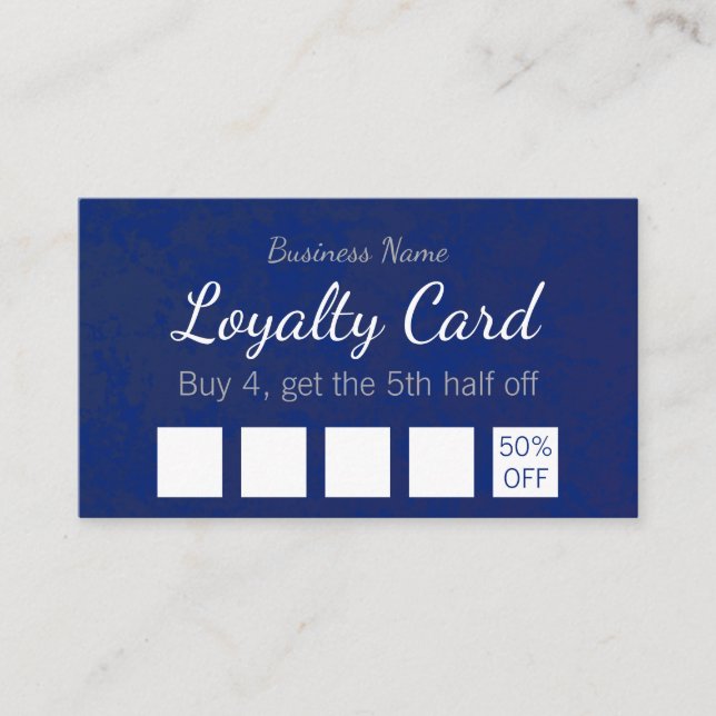 Simple Modern Blue Watercolor Overlay Business Loy Loyalty Card (Front)
