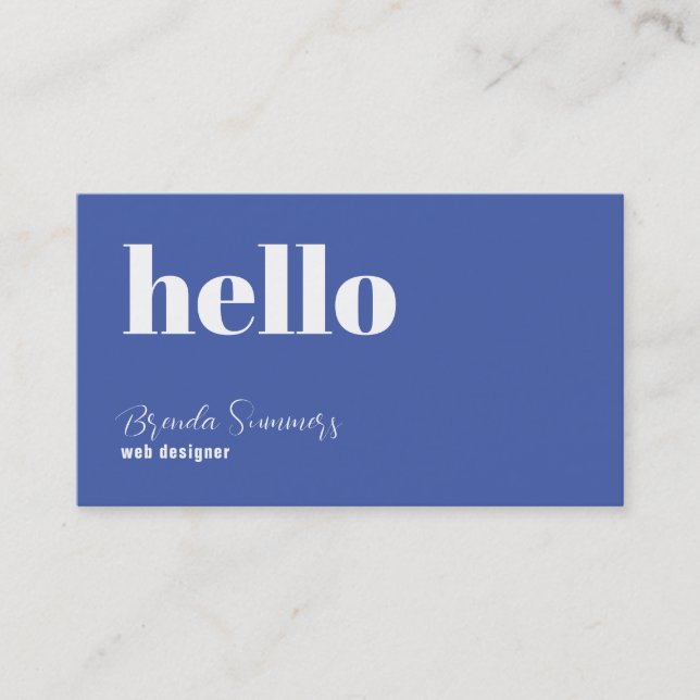 Simple Modern Blue & White Background  Business Card (Front)