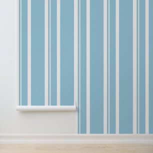 Simple Modern Blue White Stripes Wallpaper