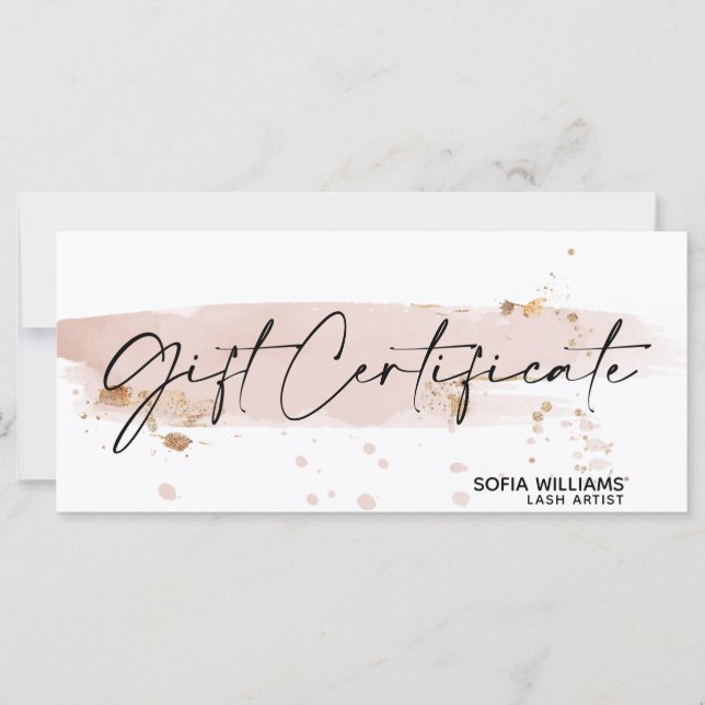 Simple & Modern blush pink Certificate Gift Card (Front)