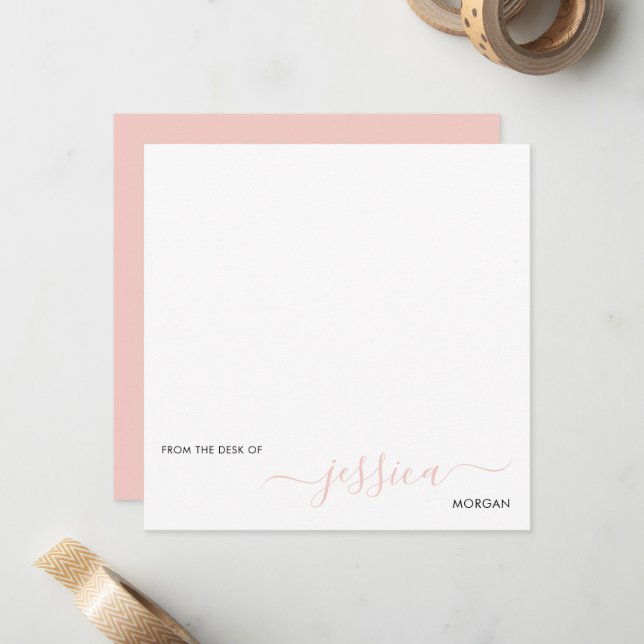 Simple modern blush pink script card (Front/Back In Situ)