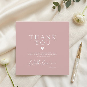Simple Modern Blush Pink Thank You Card