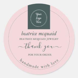 Simple Modern Blush Pink Your Logo Classic Round Sticker