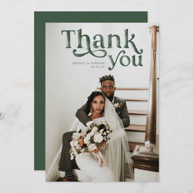 Simple Modern Boho | Photo Wedding Thank You (Front/Back)