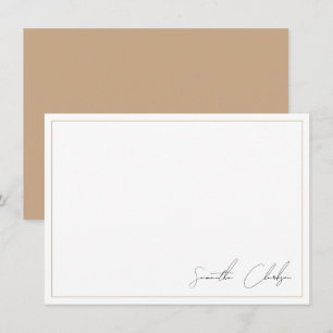 Simple Modern Boho Tan Border Handwritten Script Card