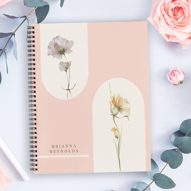 Simple Modern Boho Wildflowers on Soft Pink Notebook (Creator Uploaded)