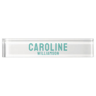 Simple Modern bold fun retro bright mint aqua Nameplate