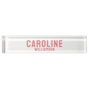 Simple Modern bold fun retro bright pink Nameplate