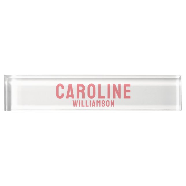 Simple Modern bold fun retro bright pink Nameplate (Front)