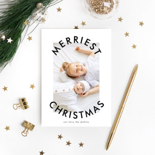 Simple Modern Bold Merriest Christmas Photo Holiday Card
