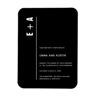 Simple Modern Bold Minimalist Initials Wedding Magnet