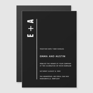 Simple Modern Bold Minimalist Initials Wedding Magnetic Invitation