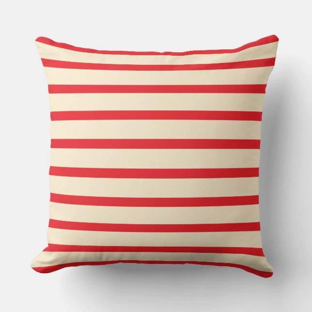 Simple Modern Bold Red Cabana Striped  Cushion (Front)