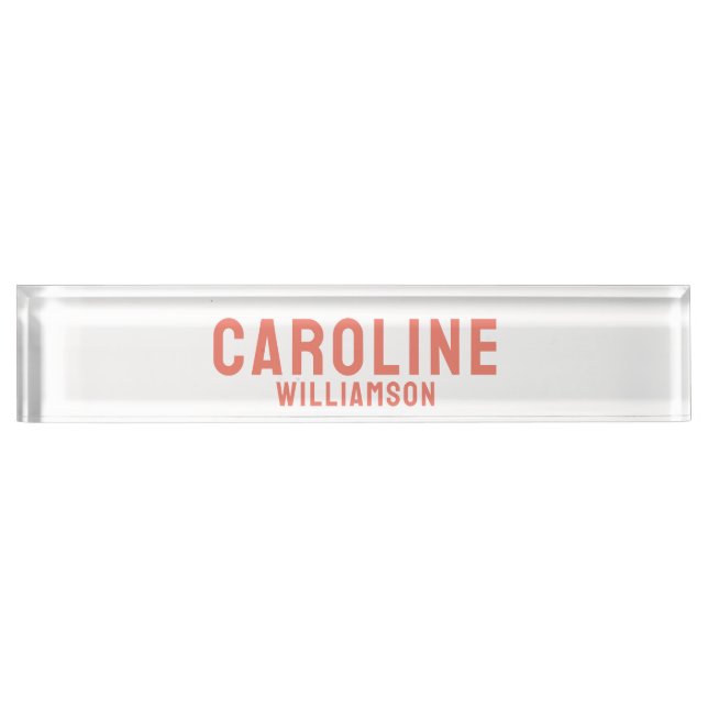 Simple Modern bold retro pink and orange Nameplate (Front)