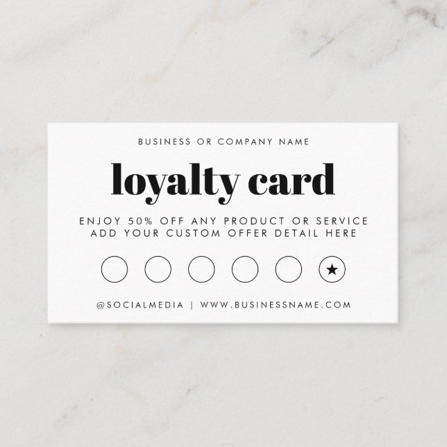 Simple Modern Bold Typography Customer Business Loyalty Card (Front)
