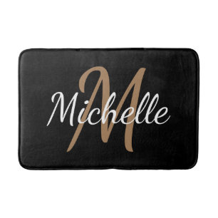 Simple Modern Bold Typography & Name Monogram Bath Mat