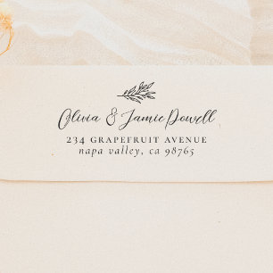 Simple Modern Botanical Couple's Wedding Address Rubber Stamp