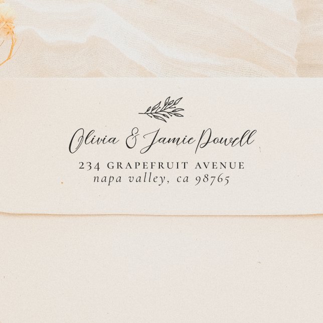 Simple Modern Botanical Wedding Return Address Self-inking Stamp (Creator Uploaded)