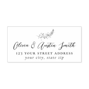 Simple Modern Botanical Wedding Return Address Self-inking Stamp