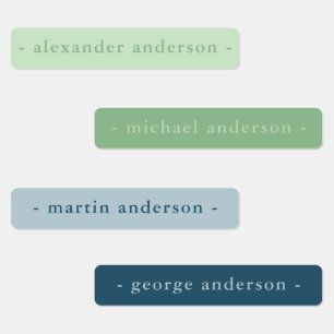Simple Modern Boy Blue and Green Waterproof Name