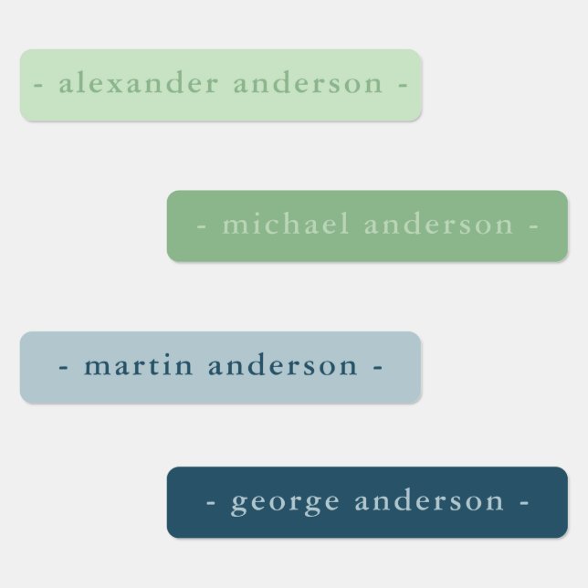 Simple Modern Boy Blue and Green Waterproof Name  (Group)