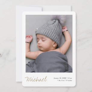 Simple Modern Boy or Girl Custom Photo Birth Announcement