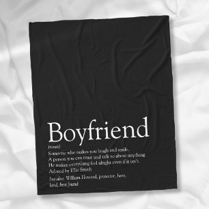 Simple Modern Boyfriend Definition Black and White Fleece Blanket