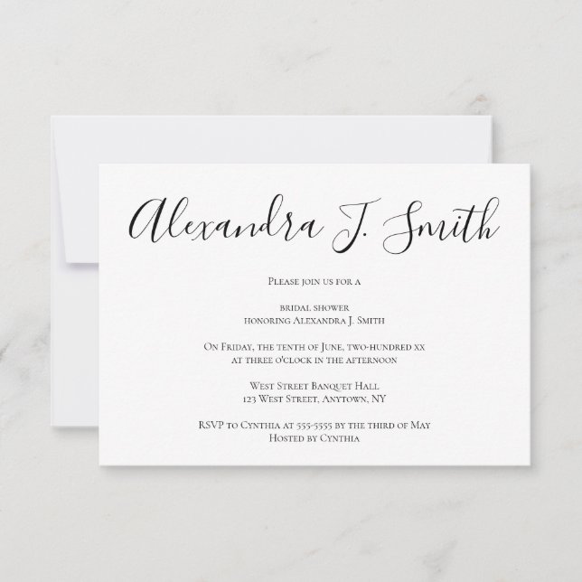 Simple modern bridal shower invitations (Front)